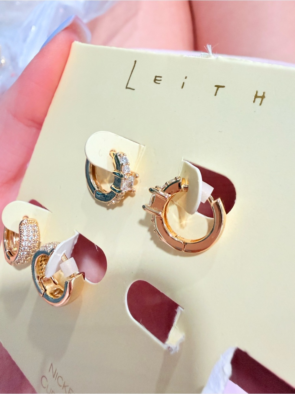 Leith Gold Huggie Earring Set with Cubic Zirconia Accents - Picture 3 of 4